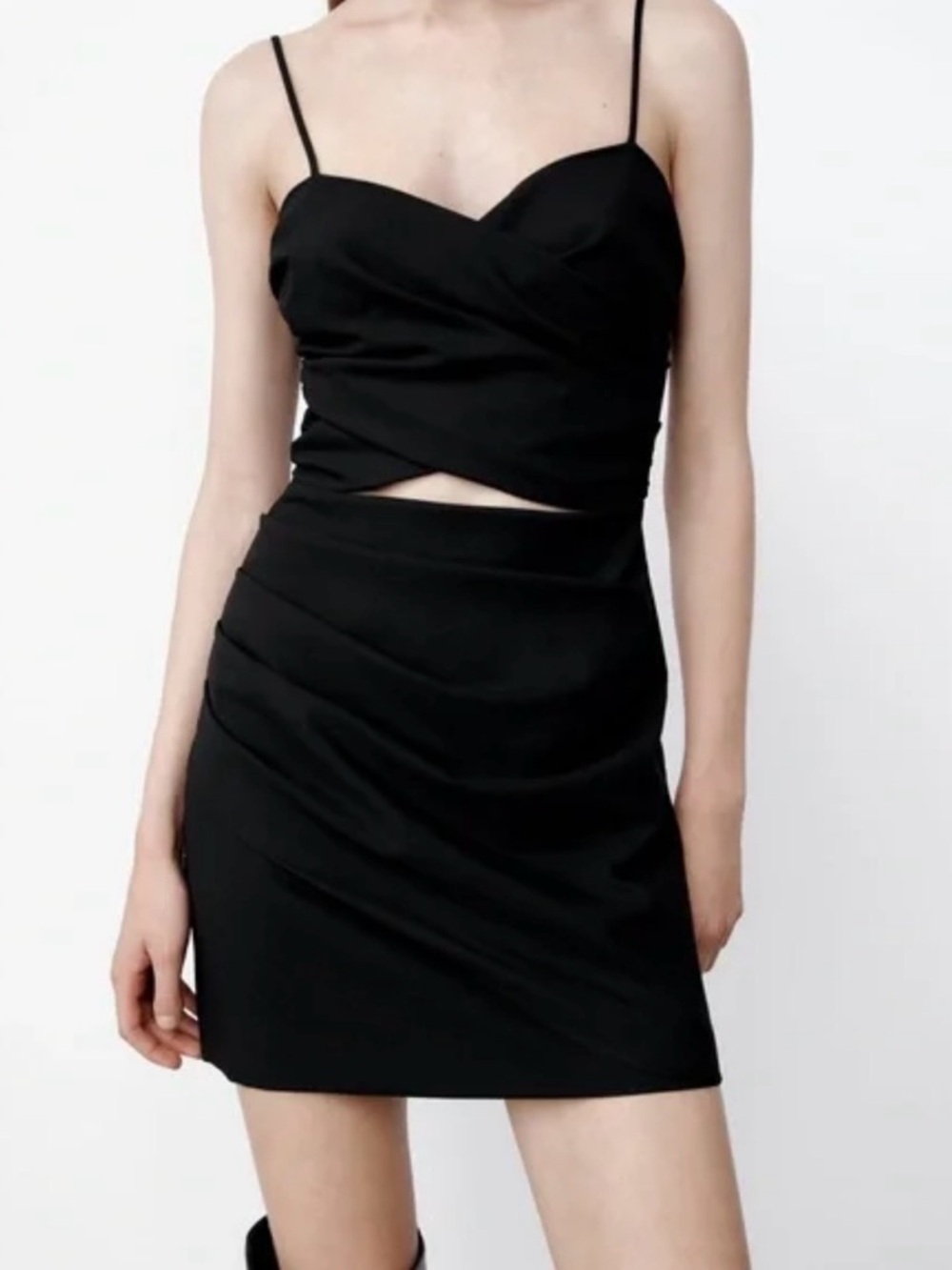 Zara Black Cutout Spaghetti Strap Mini Dress